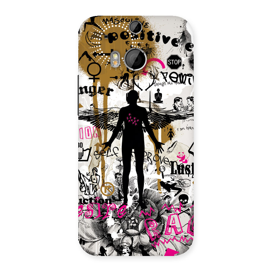 Abstract Words Silhouette Back Case for HTC One M8