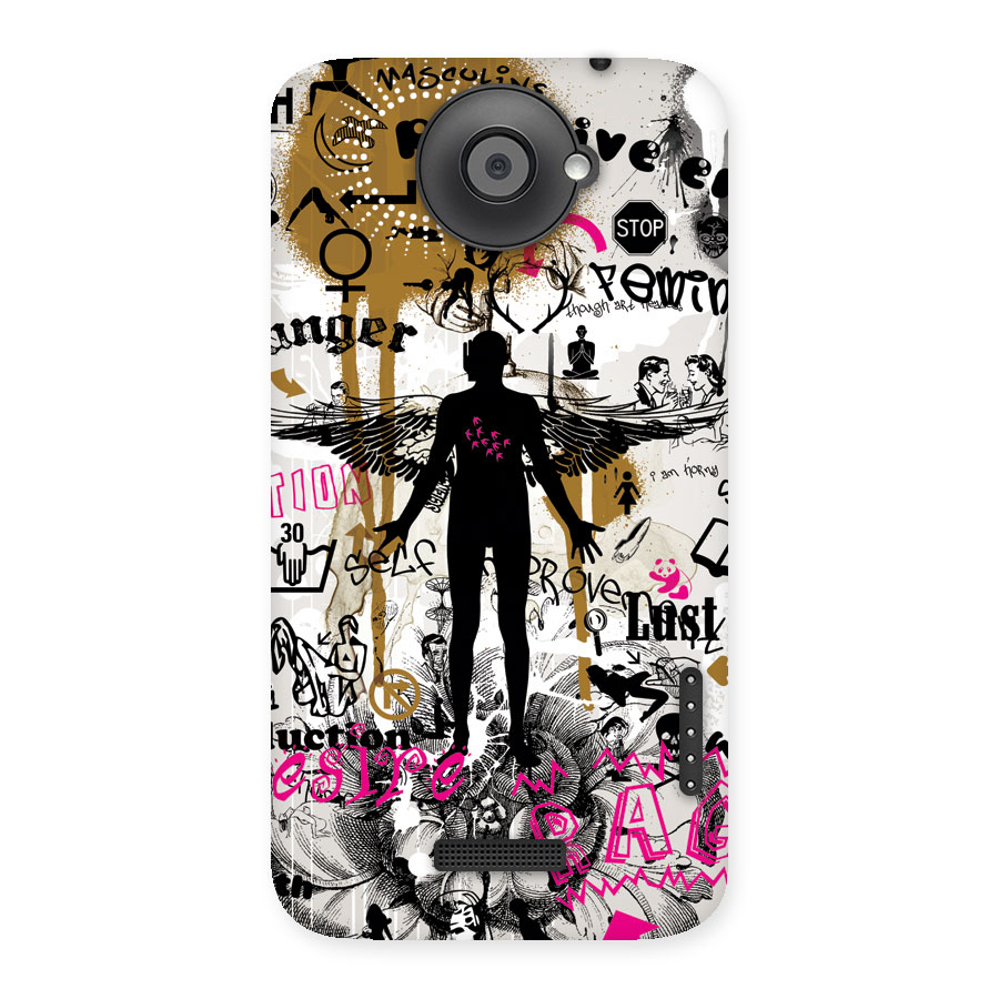 Abstract Words Silhouette Back Case for HTC One X