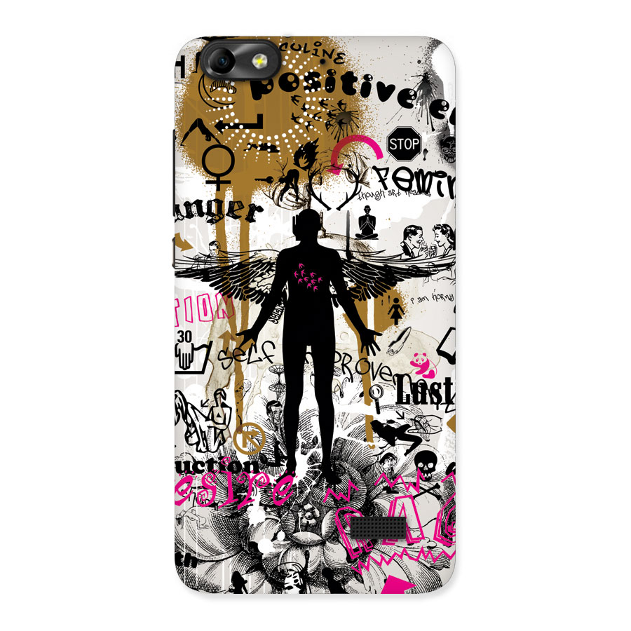 Abstract Words Silhouette Back Case for Honor 4C