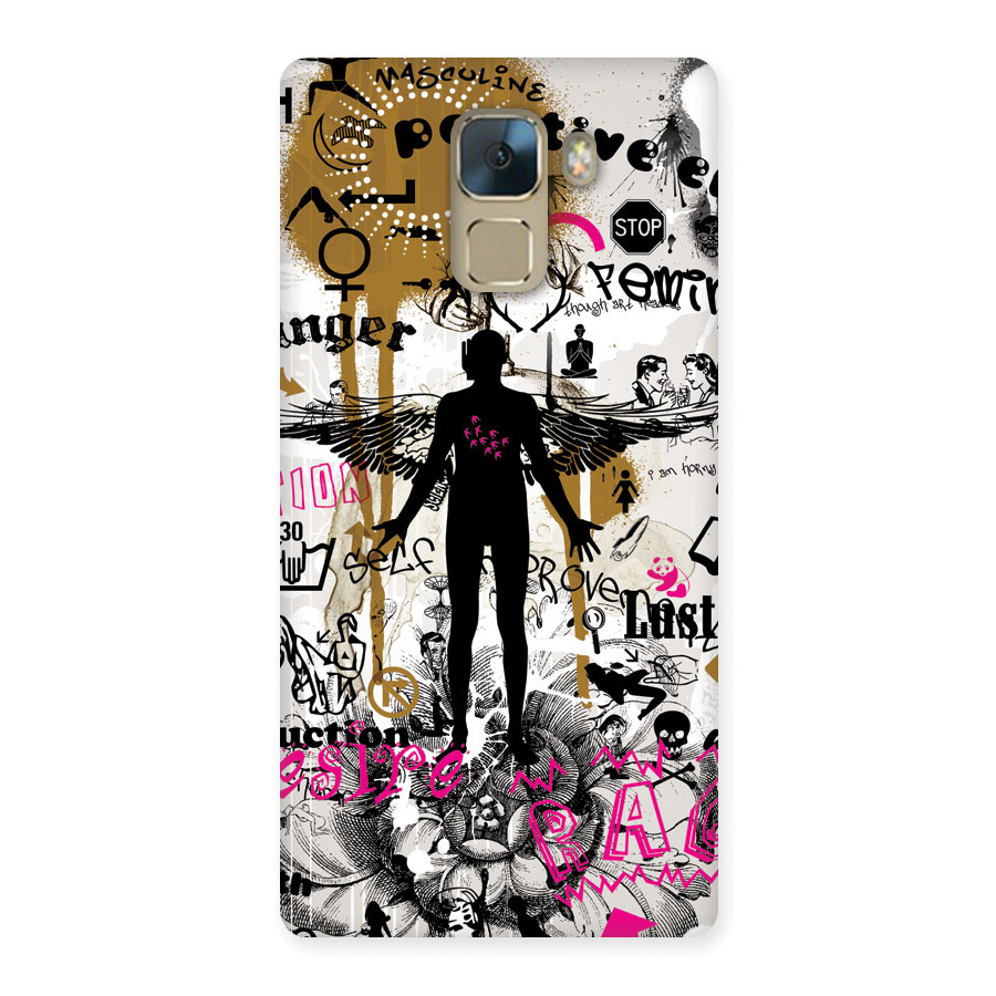 Abstract Words Silhouette Back Case for Honor 7