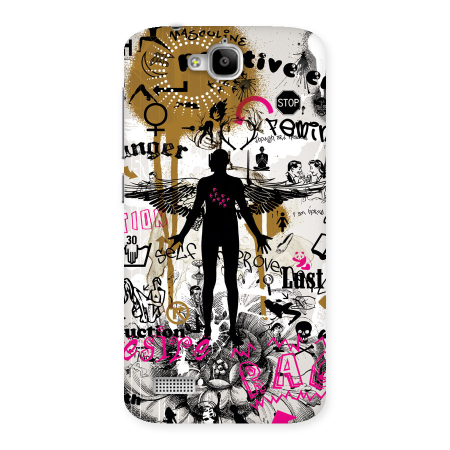 Abstract Words Silhouette Back Case for Honor Holly
