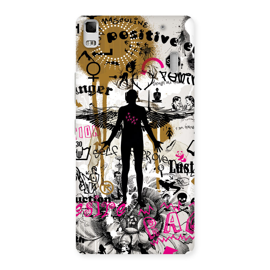Abstract Words Silhouette Back Case for Lenovo A7000