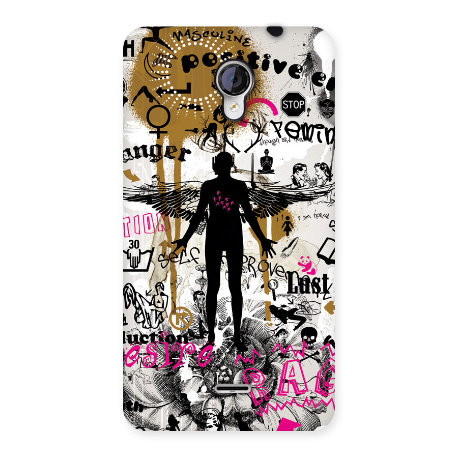Abstract Words Silhouette Back Case for Micromax Unite 2 A106