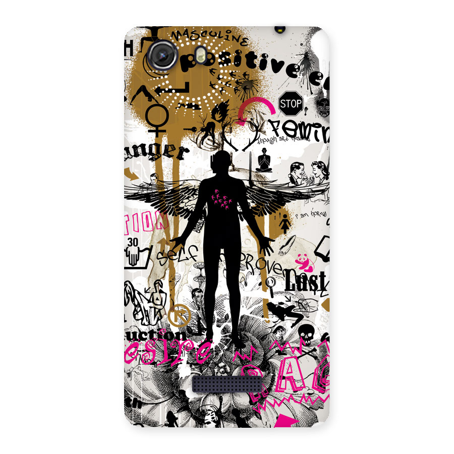 Abstract Words Silhouette Back Case for Micromax Unite 3