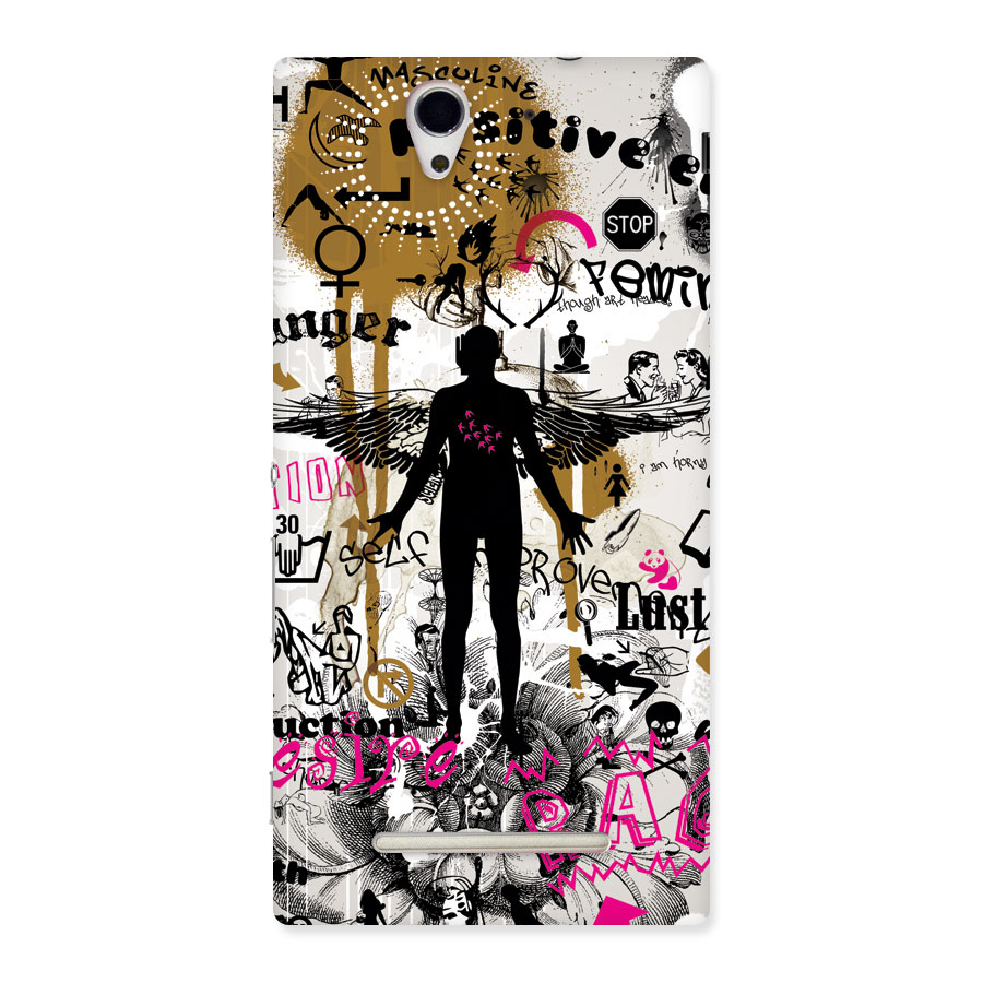 Abstract Words Silhouette Back Case for Sony Xperia C3