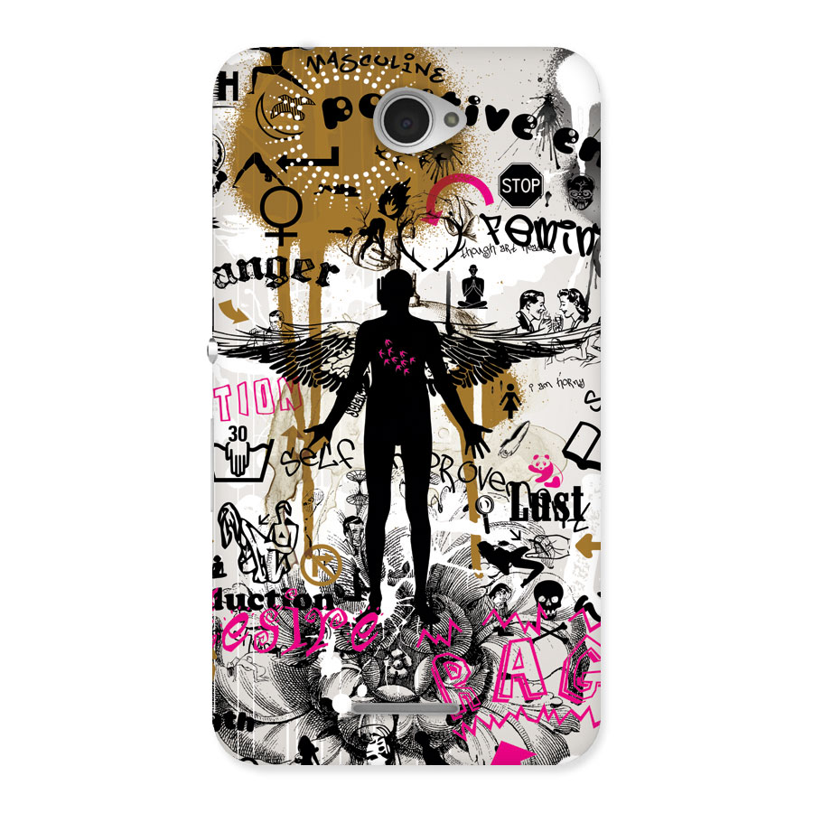 Abstract Words Silhouette Back Case for Sony Xperia E4