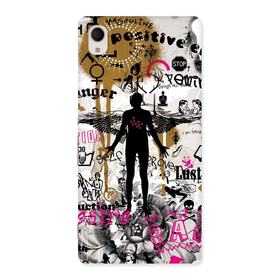 Abstract Words Silhouette Back Case for Sony Xperia M4