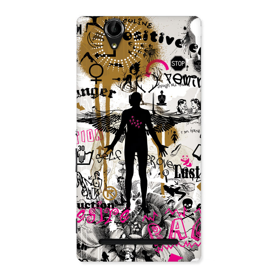 Abstract Words Silhouette Back Case for Sony Xperia T2