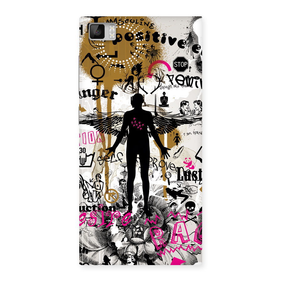 Abstract Words Silhouette Back Case for Xiaomi Mi3
