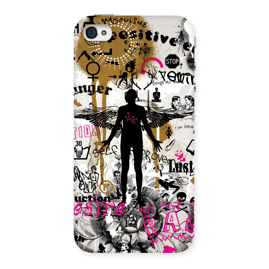 Abstract Words Silhouette Back Case for iPhone 4 4s