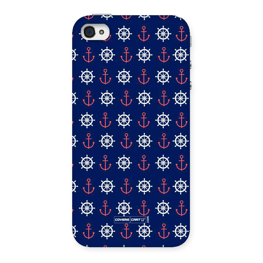 Anchor Pattern Blue Back Case for iPhone 4 4s