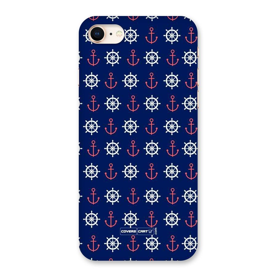 Anchor Pattern Blue Back Case for iPhone 8