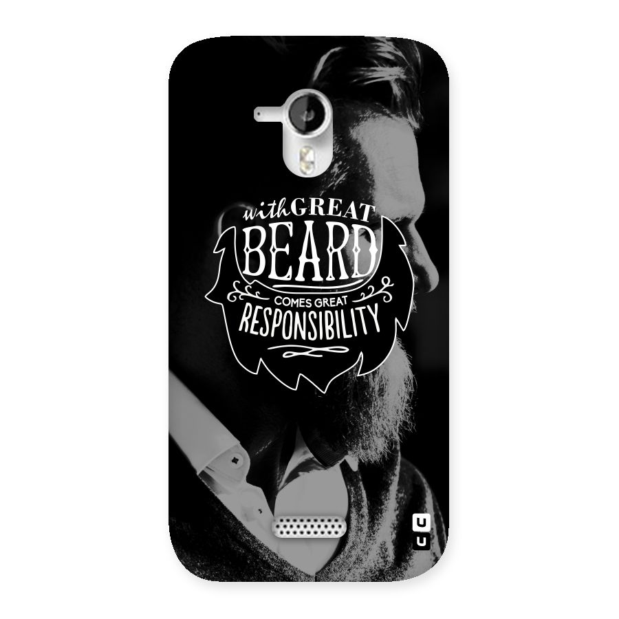 Beard Responsibility Quote Back Case for Micromax Canvas HD A116