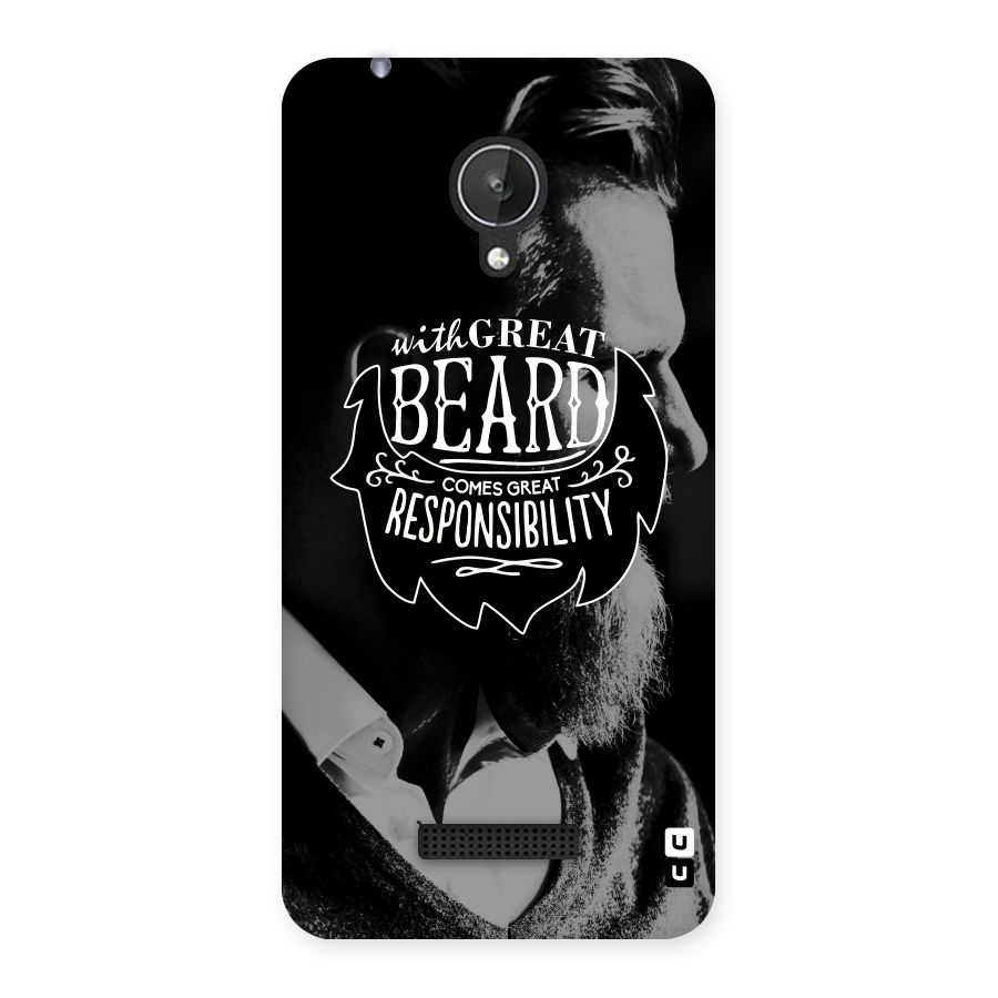 Beard Responsibility Quote Back Case for Micromax Canvas Spark Q380