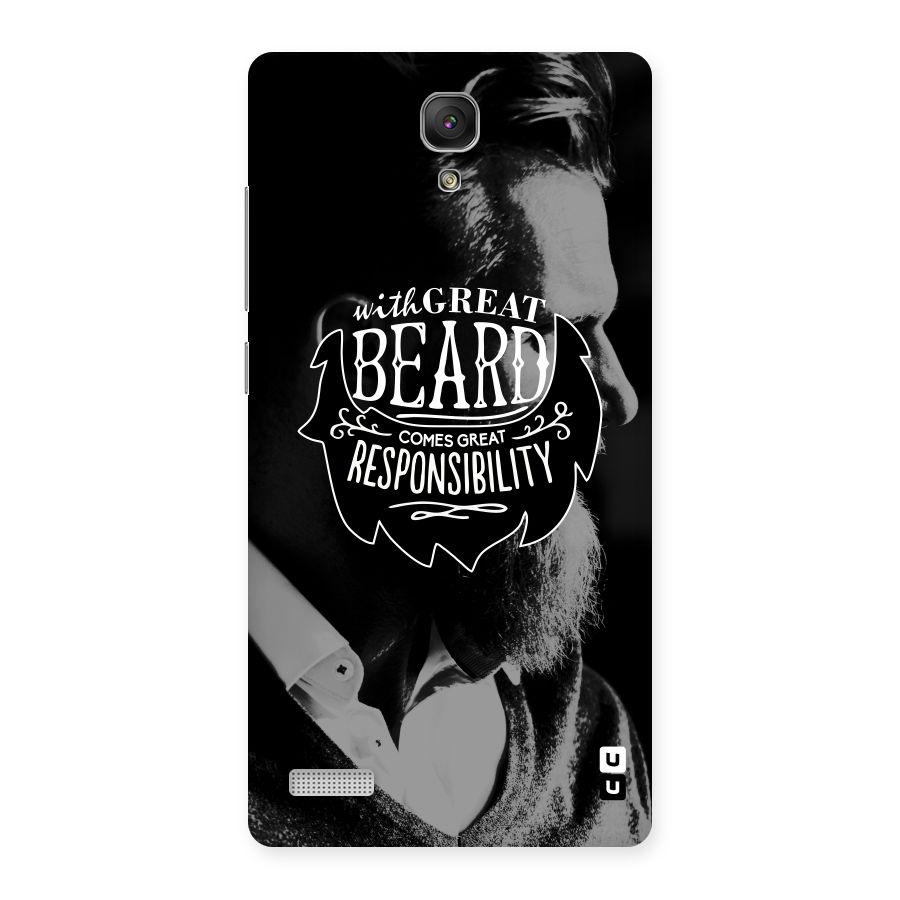 Beard Responsibility Quote Back Case for Redmi Note Prime