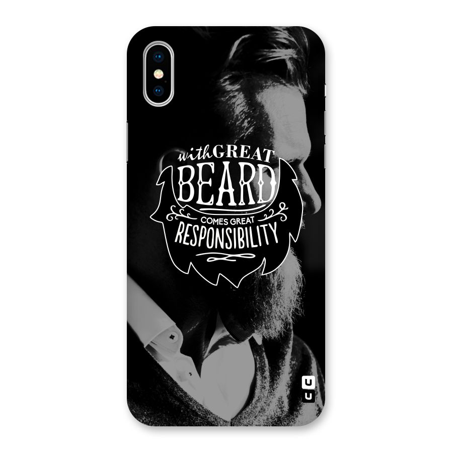 Beard Responsibility Quote Back Case for iPhone X
