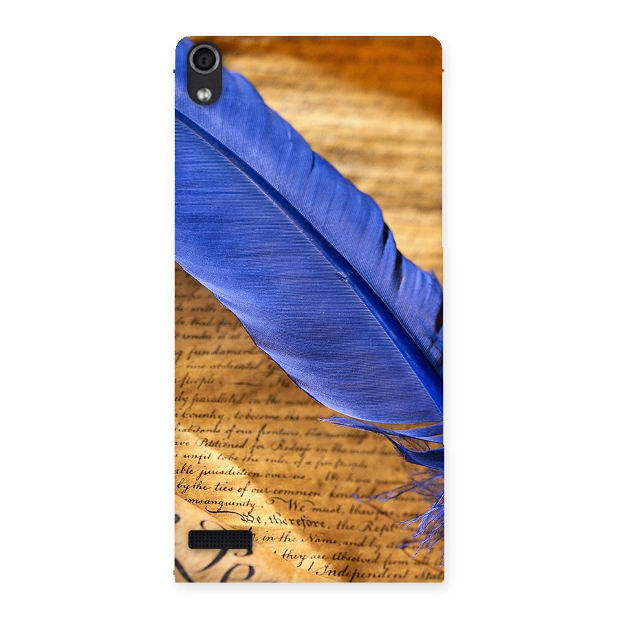 Beautiful Blue Feather Back Case for Ascend P6