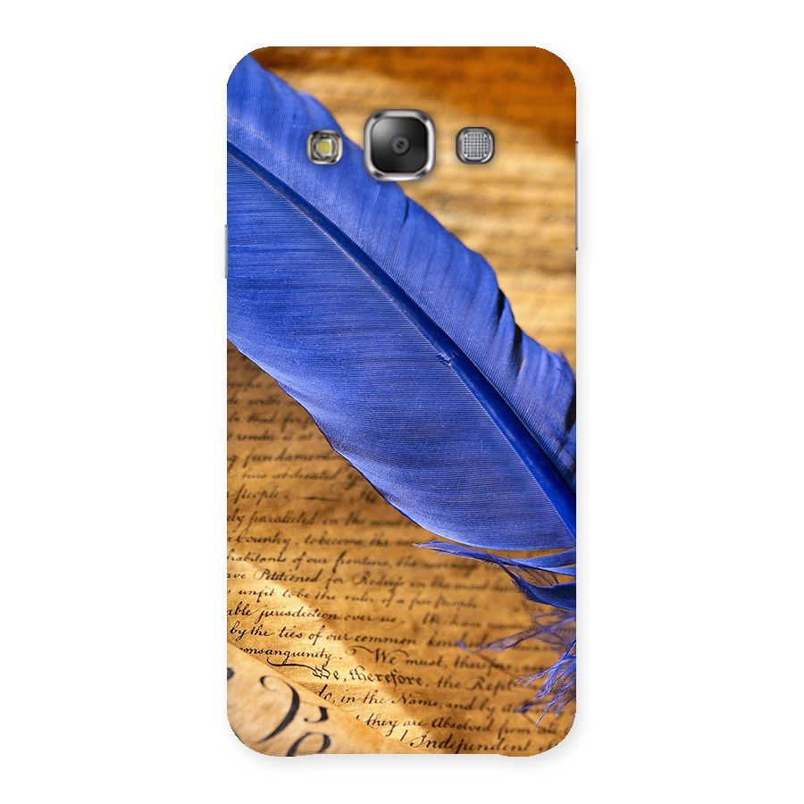 Beautiful Blue Feather Back Case for Galaxy E7