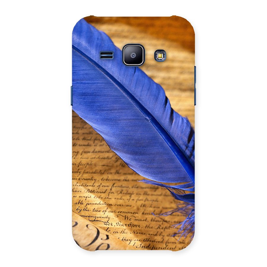Beautiful Blue Feather Back Case for Galaxy J1