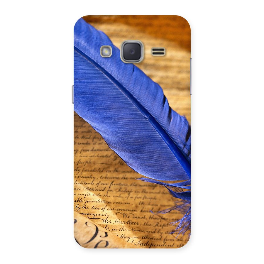 Beautiful Blue Feather Back Case for Galaxy J2