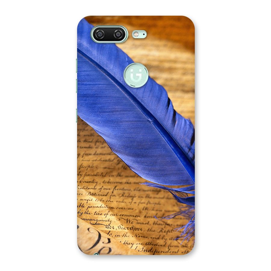 Beautiful Blue Feather Back Case for Gionee S10