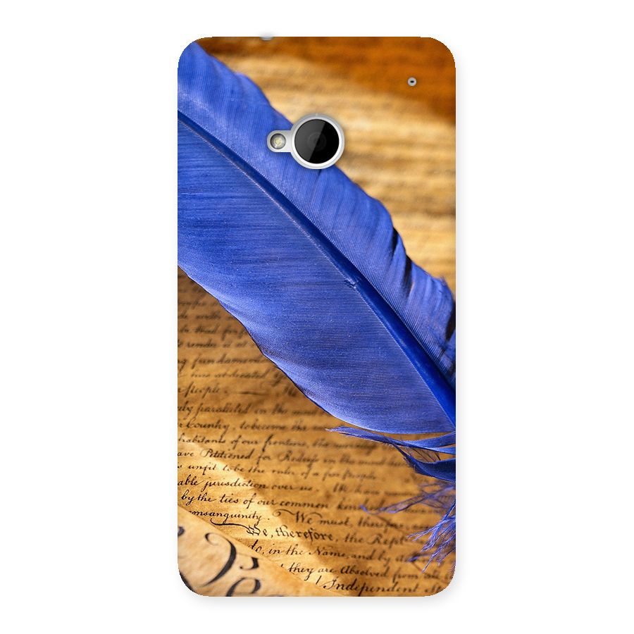 Beautiful Blue Feather Back Case for HTC One M7