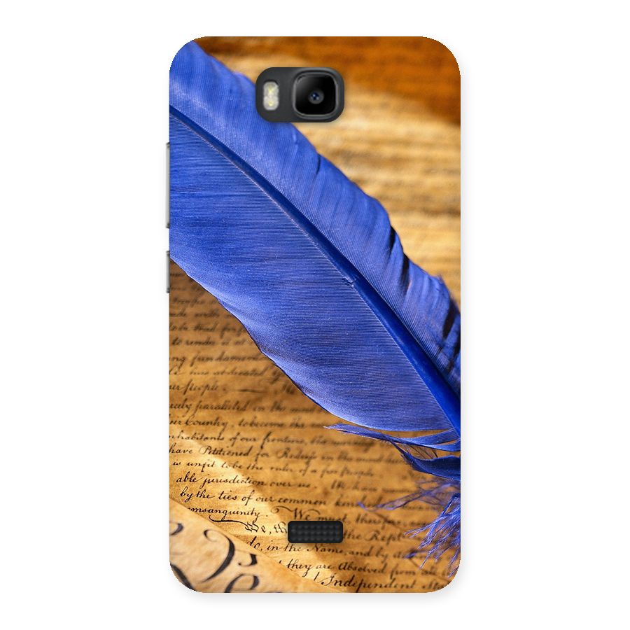 Beautiful Blue Feather Back Case for Honor Bee