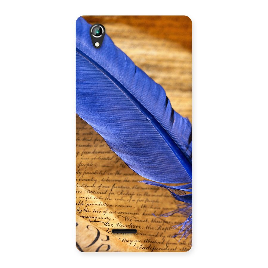 Beautiful Blue Feather Back Case for Lava Iris 800