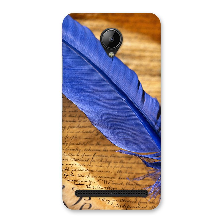 Beautiful Blue Feather Back Case for Lenovo C2