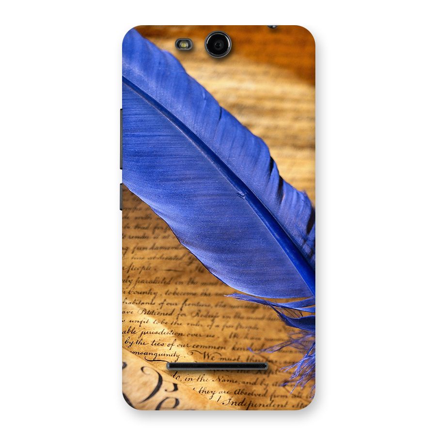 Beautiful Blue Feather Back Case for Micromax Canvas Juice 3 Q392
