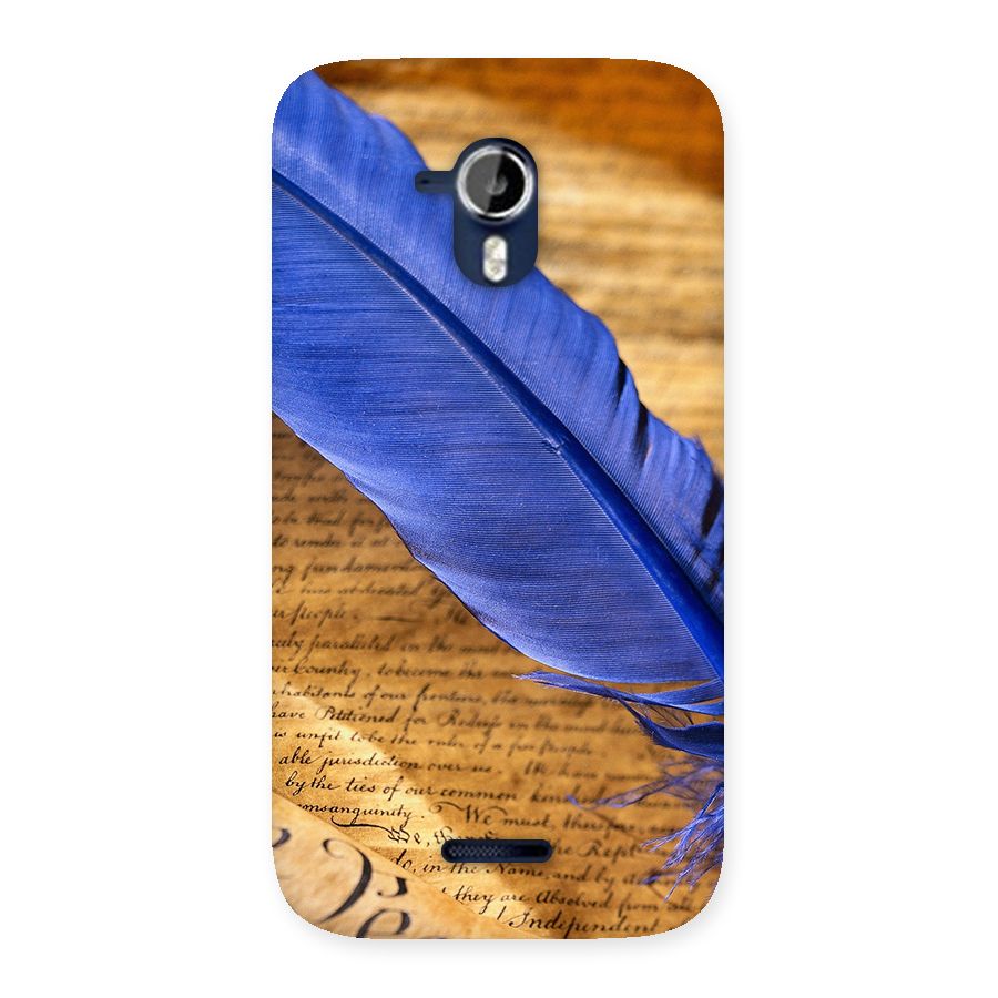 Beautiful Blue Feather Back Case for Micromax Canvas Magnus A117