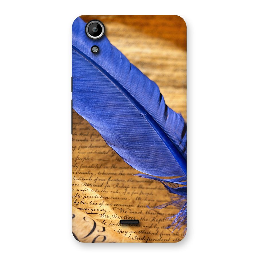 Beautiful Blue Feather Back Case for Micromax Canvas Selfie Lens Q345