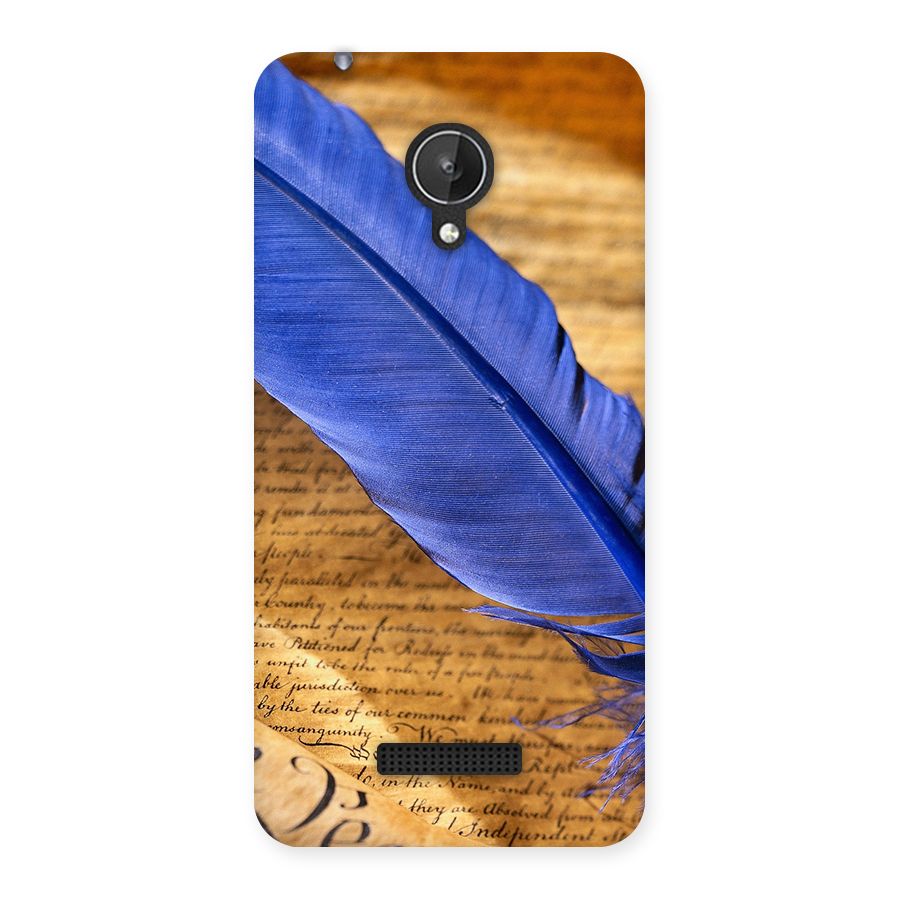 Beautiful Blue Feather Back Case for Micromax Canvas Spark Q380