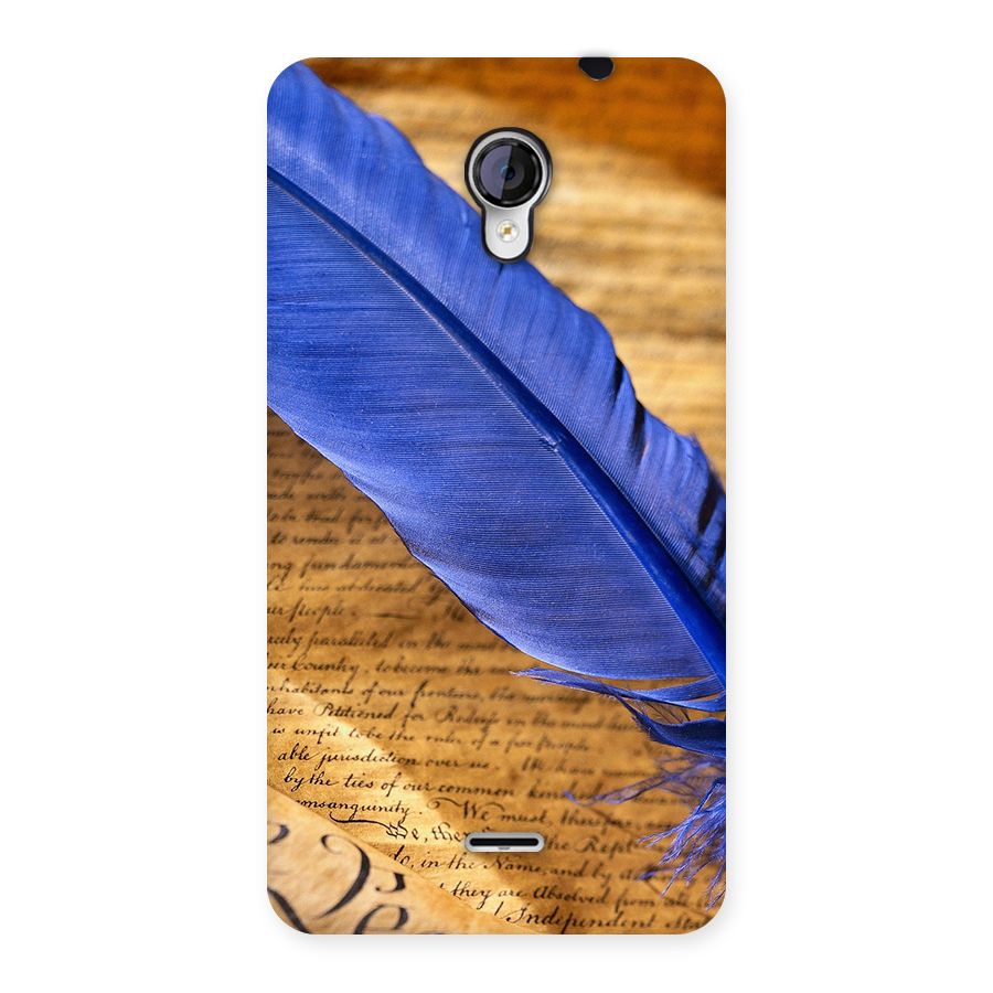 Beautiful Blue Feather Back Case for Micromax Unite 2 A106