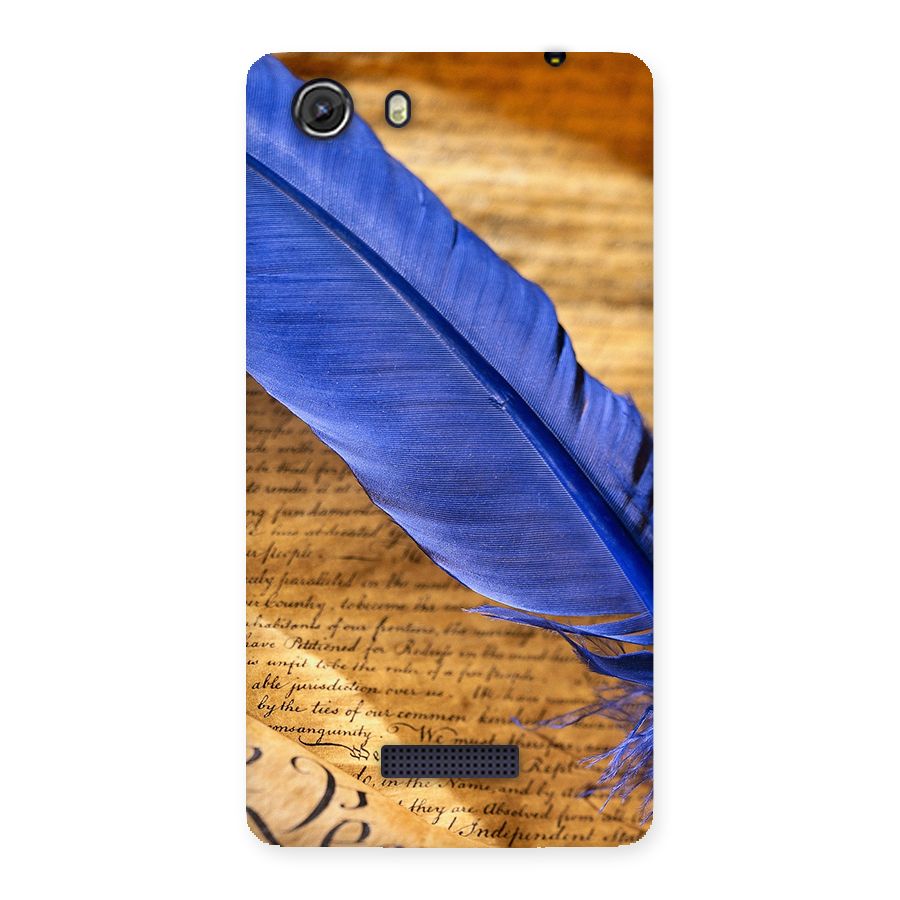 Beautiful Blue Feather Back Case for Micromax Unite 3