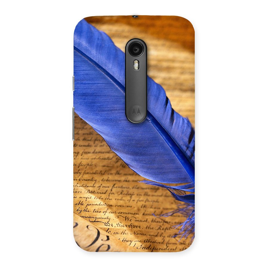 Beautiful Blue Feather Back Case for Moto G Turbo