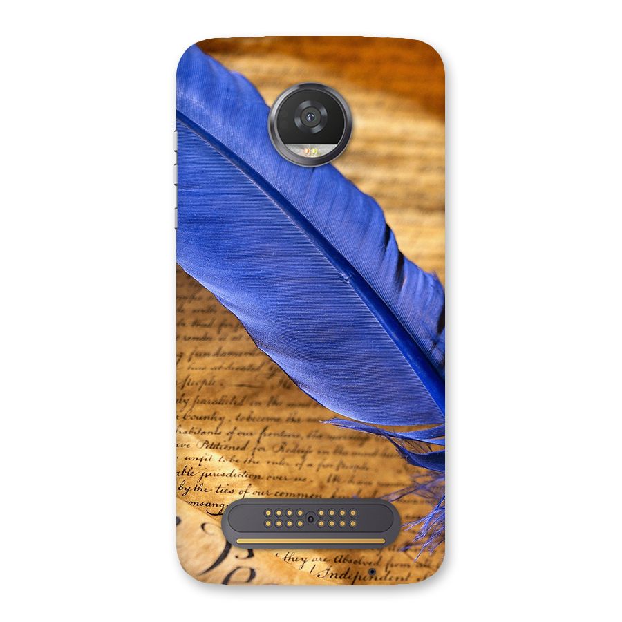 Beautiful Blue Feather Back Case for Moto Z2 Play
