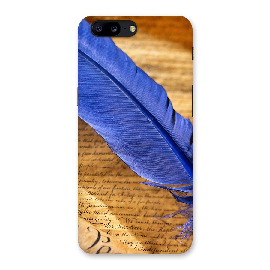 Beautiful Blue Feather Back Case for OnePlus 5