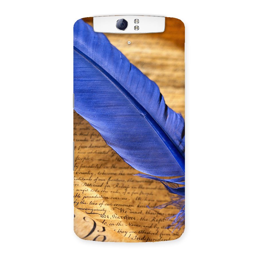 Beautiful Blue Feather Back Case for Oppo N1