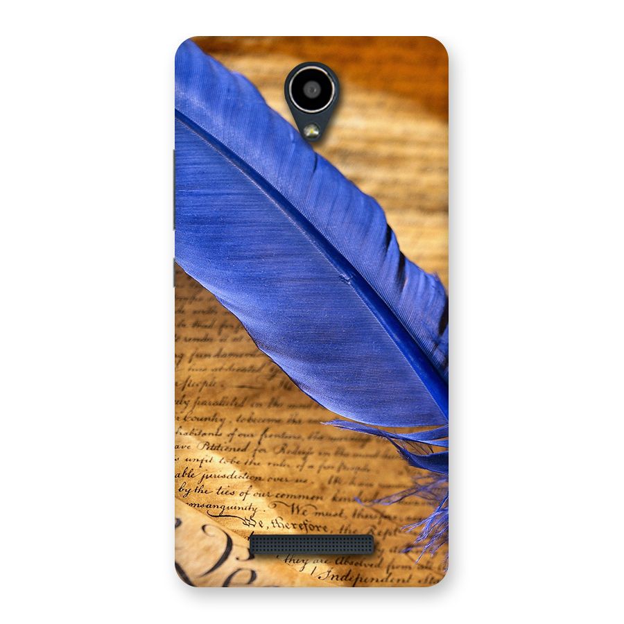Beautiful Blue Feather Back Case for Redmi Note 2