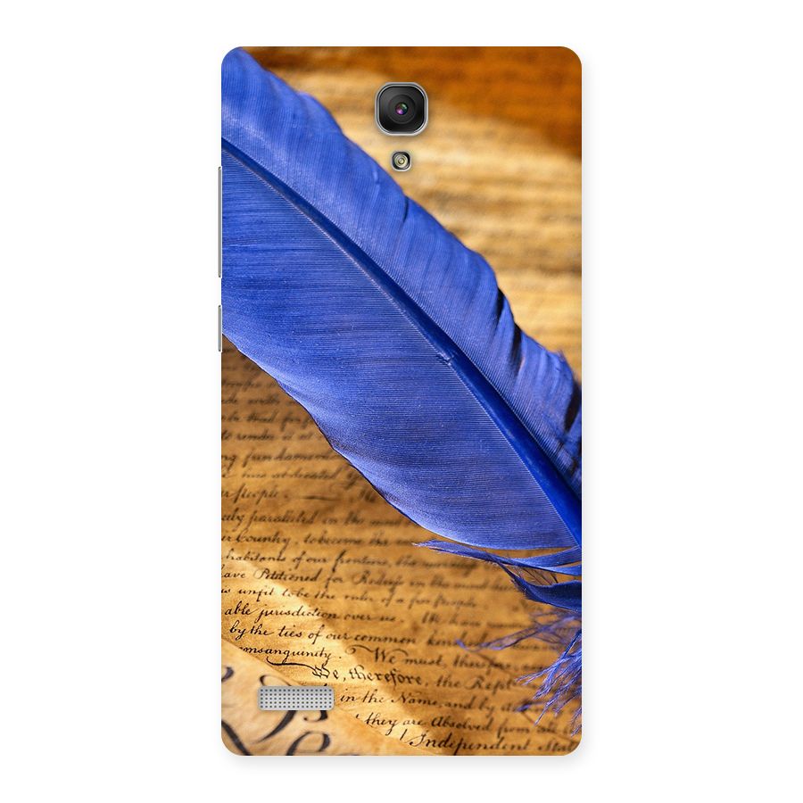 Beautiful Blue Feather Back Case for Redmi Note Prime