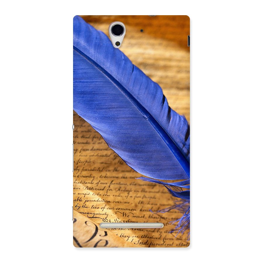 Beautiful Blue Feather Back Case for Sony Xperia C3