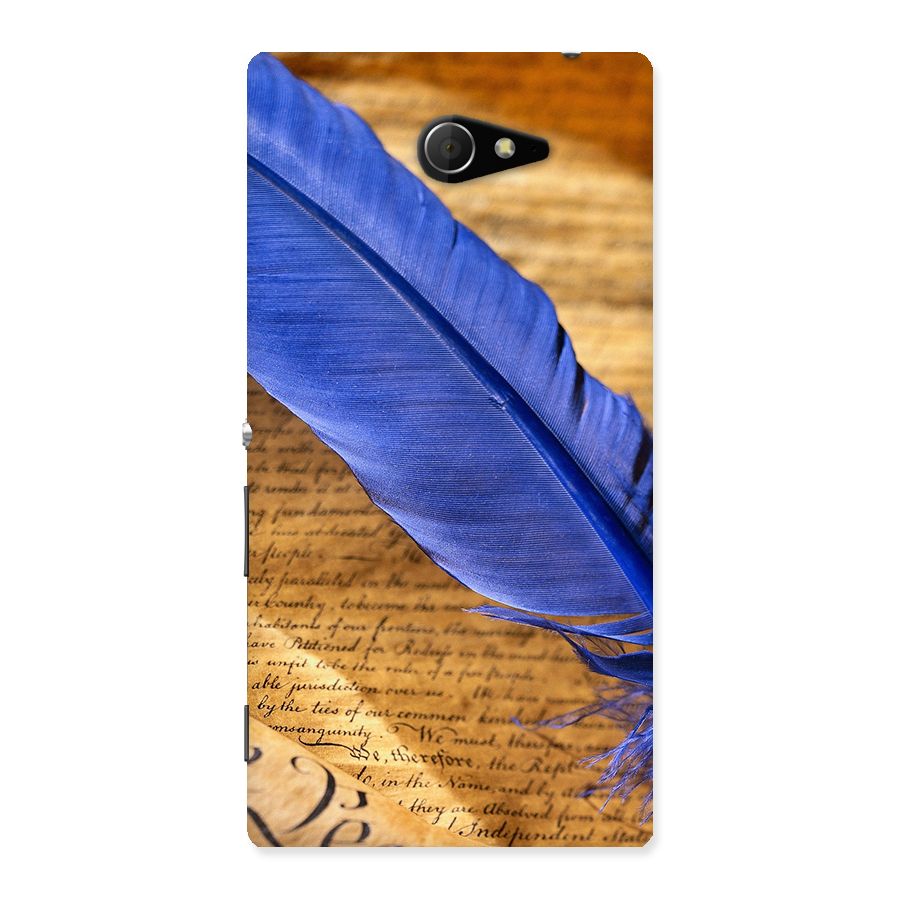 Beautiful Blue Feather Back Case for Sony Xperia M2