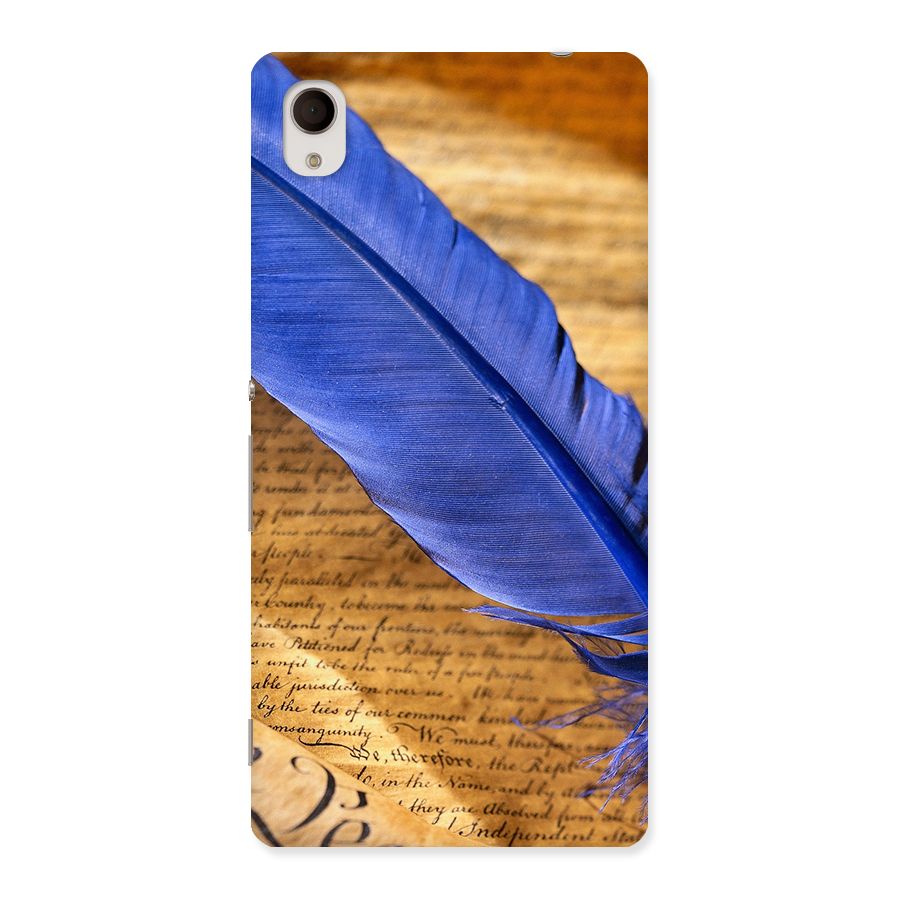 Beautiful Blue Feather Back Case for Sony Xperia M4