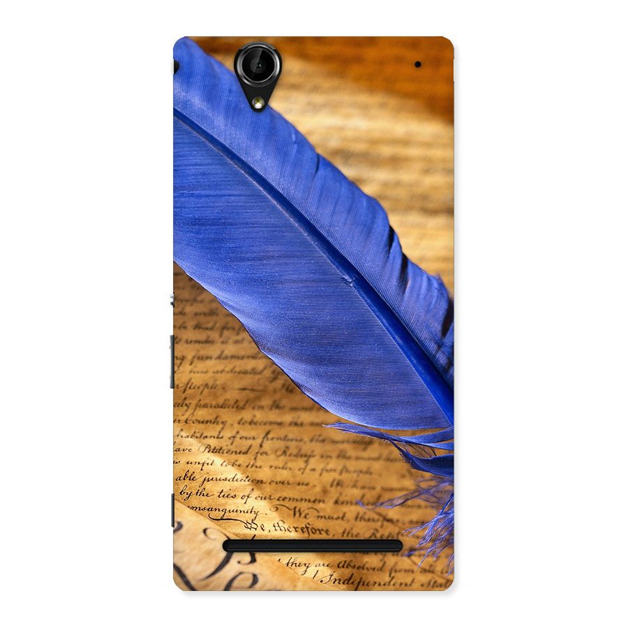 Beautiful Blue Feather Back Case for Sony Xperia T2