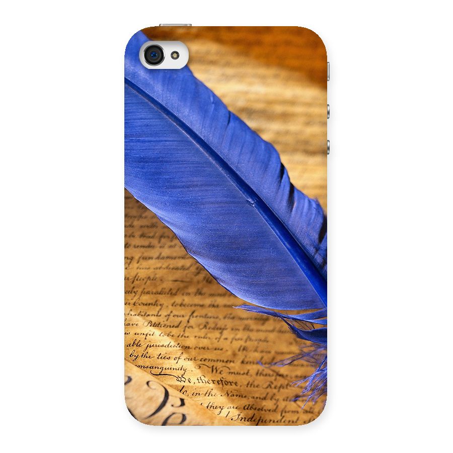 Beautiful Blue Feather Back Case for iPhone 4 4s