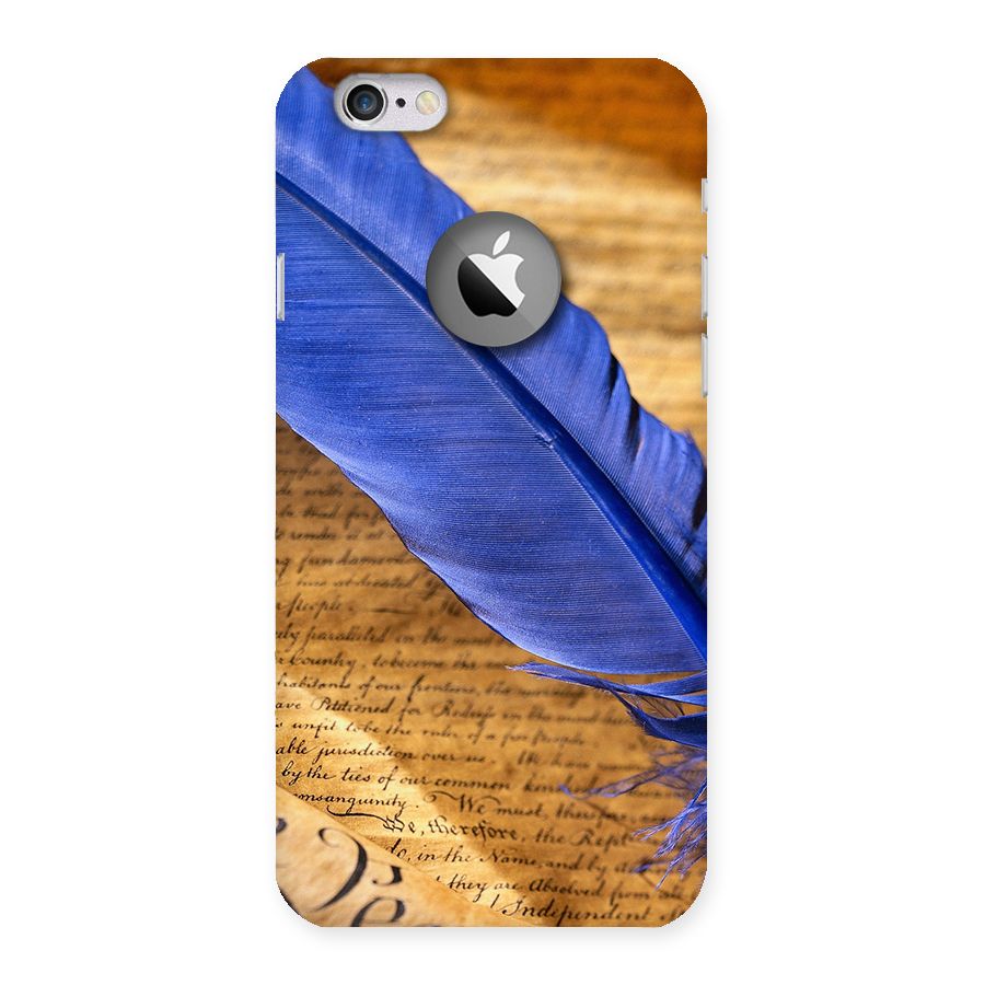 Beautiful Blue Feather Back Case for iPhone 6 Logo Cut