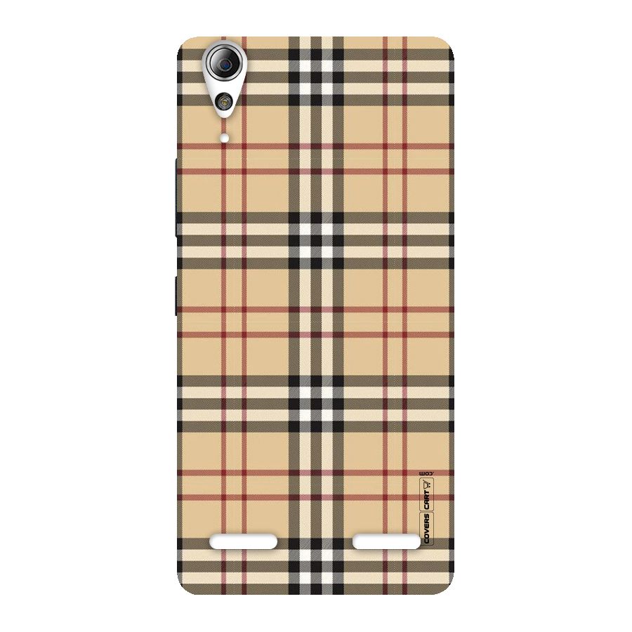 Beige Check Back Case for Lenovo A6000