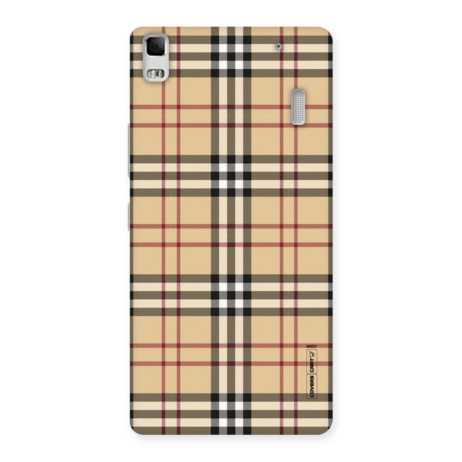 Beige Check Back Case for Lenovo K3 Note