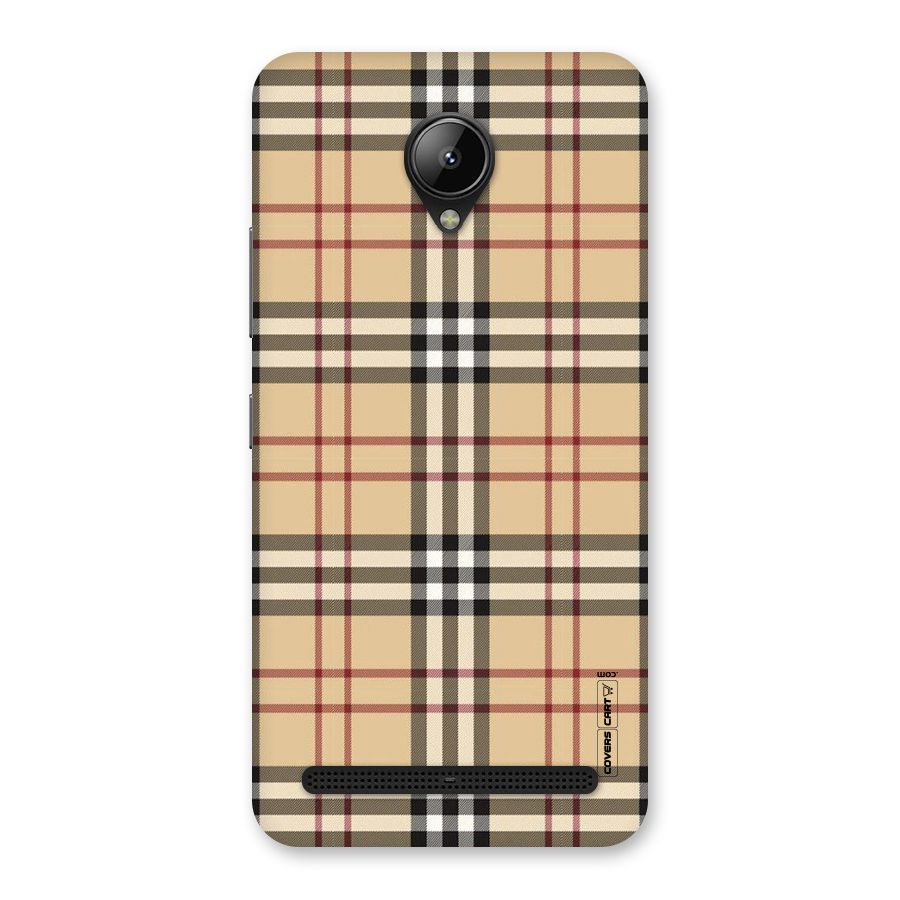 Beige Check Back Case for Lenovo C2
